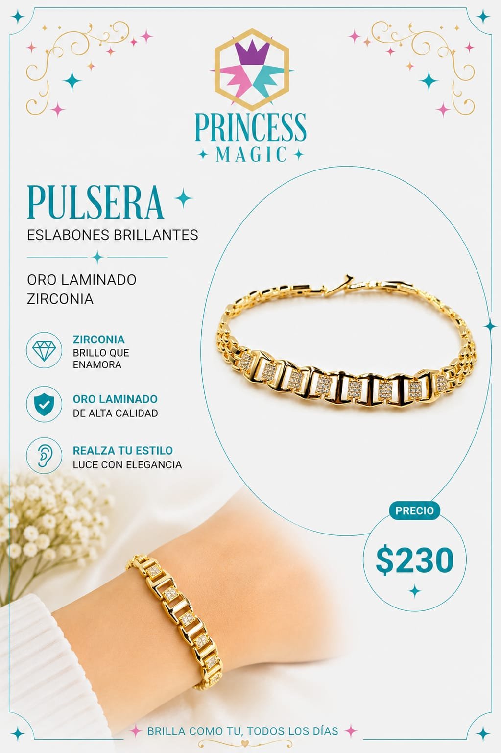 Pulsera Eslabones brillantes