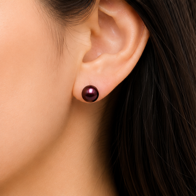 Arete Broquel Perla Vino Oro Laminado | Princess Magic